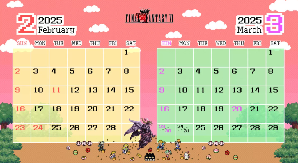 庆祝《Final Fantasy VI》30 周年！公开原创设计月历／书套／虚拟背景免费下载